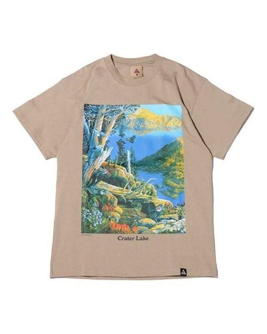 Nike Blue Acg Crater Lake Sports Printing Pattern Round Neck Short Sleeve for men