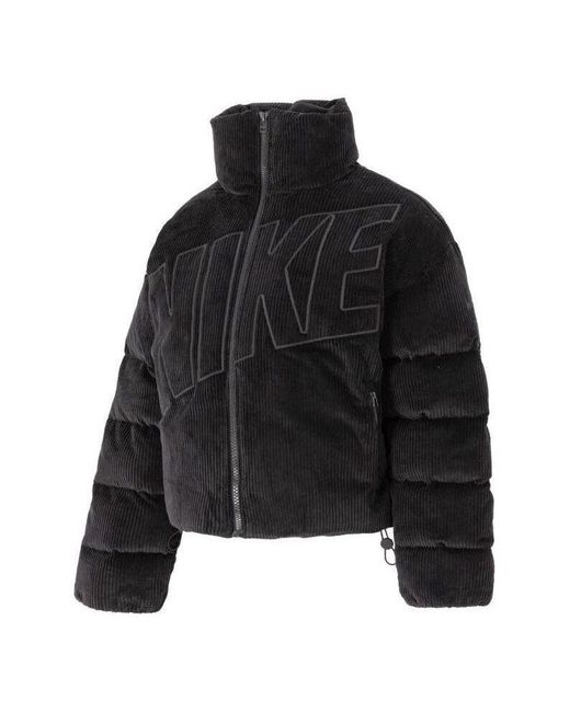 Nike Black Sportswear Essential Therma-fit Oversize Corduroy Down Jacket