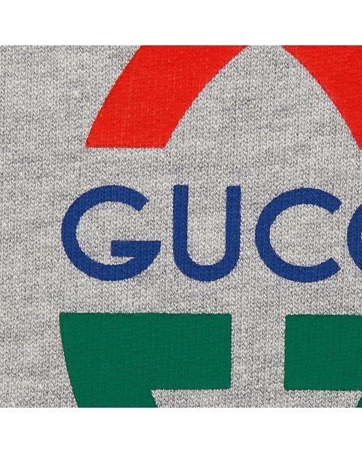 Gucci Gray Interlocking G-print Crewneck Cotton-jersey Sweatshirt for men