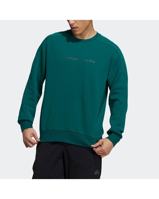 Adidas Green Th Eng Sweat Logo Printing Casual Sports Pullover Forest for men