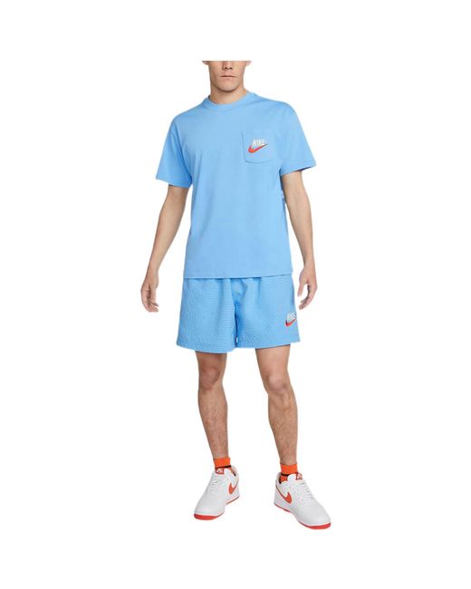 Nike Blue Sportswear Casual Sports Breathable Back Large Logo Round Neck Short Sleeve University T-Shirt for men
