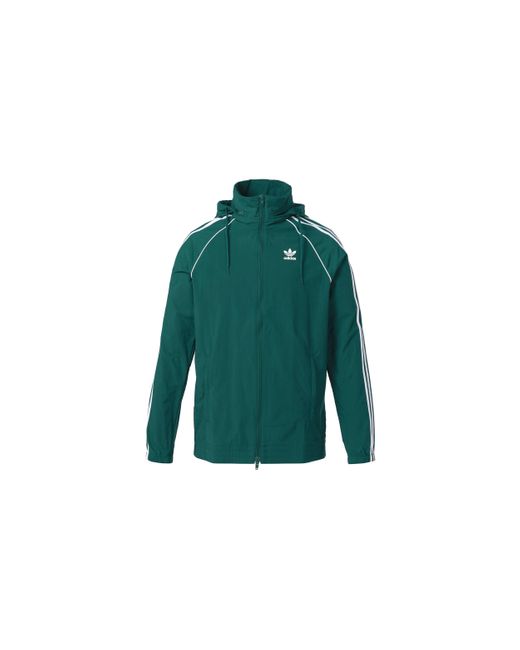 Adidas Green Originals Logo Colorblock Stripe Sports Jacket for men
