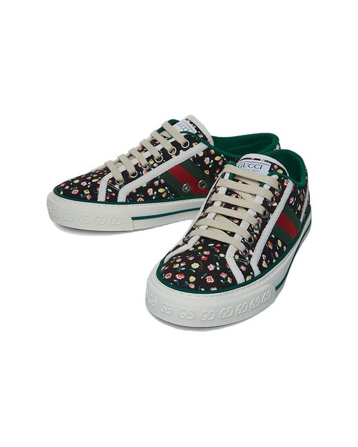 Gucci Black Tennis 1977 Floral Low Top Sneaker