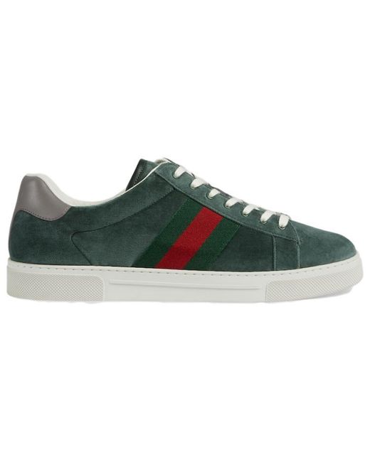 Gucci Green Ace Velvet Sneakers for men