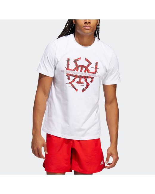 Adidas White Basketball Series Spida Logo Printing Sports Short Sleeve T-Shirt for men