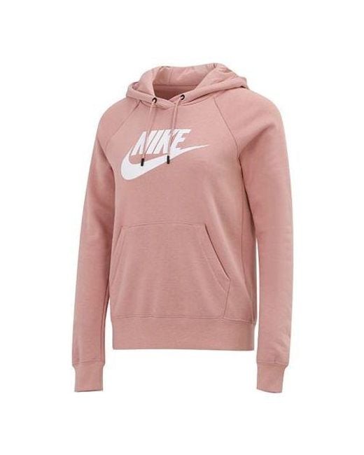 Nike Pink (Wmns) Sportswear Knitting Printing Logo Hoodie Asia Sizing