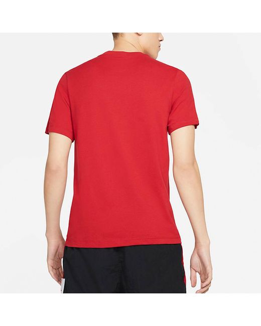 Nike Red Jumpman Logo Printing Sports Quick Dry Round Neck Short Sleeve for men