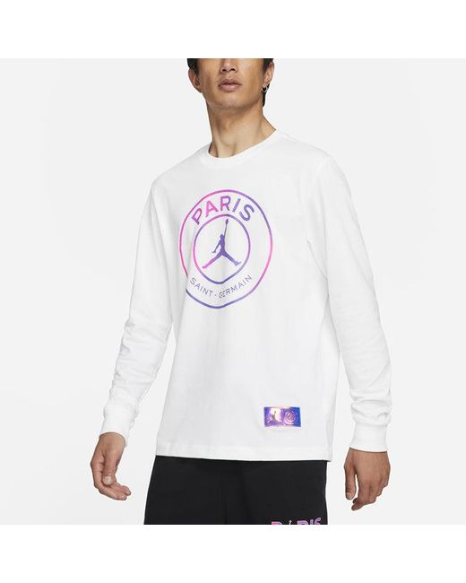 Nike White Paris Saint-Germain Casual Sports Crew Neck Long Sleeve for men