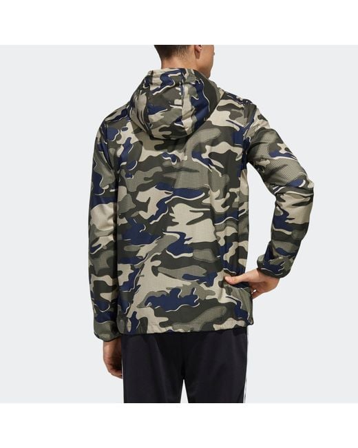 Adidas Gray Mh Wb Camo Sports Hooded Jacket Asia Edition for men