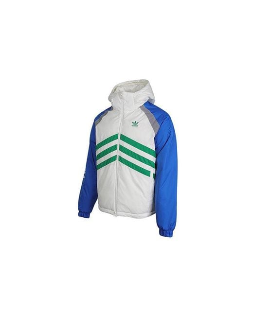Adidas Blue Originals Rev Dwn Jkt Reversible Stay Warm Hooded Reflective Down Jacket for men