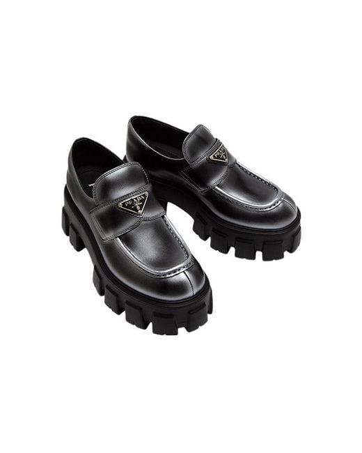 Prada Black (Wmns) Monolith Brushed Leather Loafers Spray'