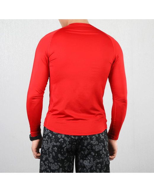 Nike Red Pro Slim Fit Version Long Sleeves Training Tops for men