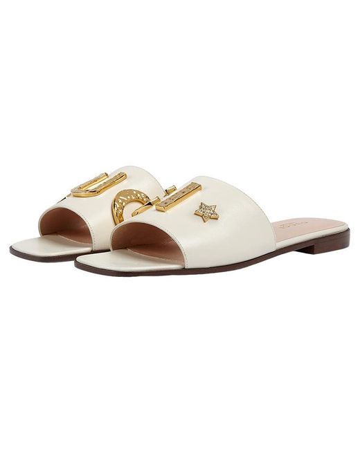 Gucci White (Wmns) Cara Grained Leather Slip-On Sandal 'Off-