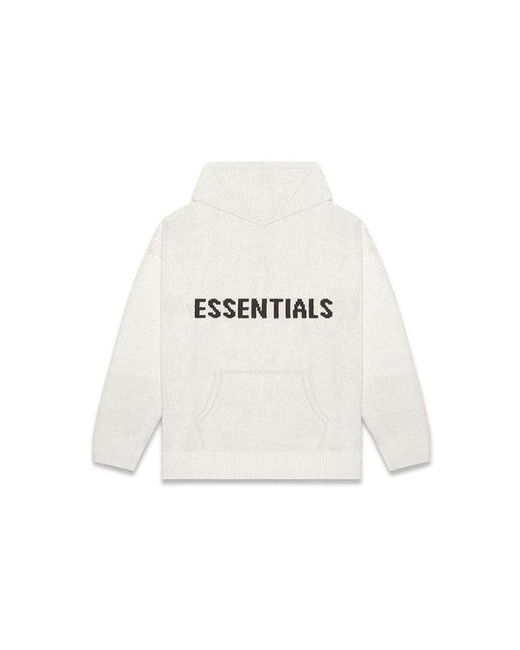 Fear Of God White Fw20 Knit Logo Hoodie for men