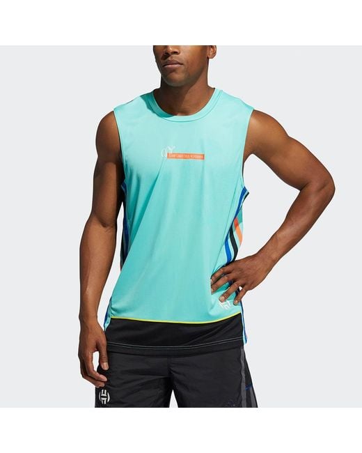 Adidas Green Hrdn Tank Logo Gym Training Basketball Sports Vest for men