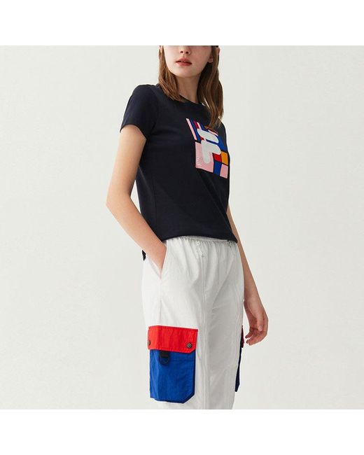 Fila Blue (Wmns) Cotton Casual Short Sleeve