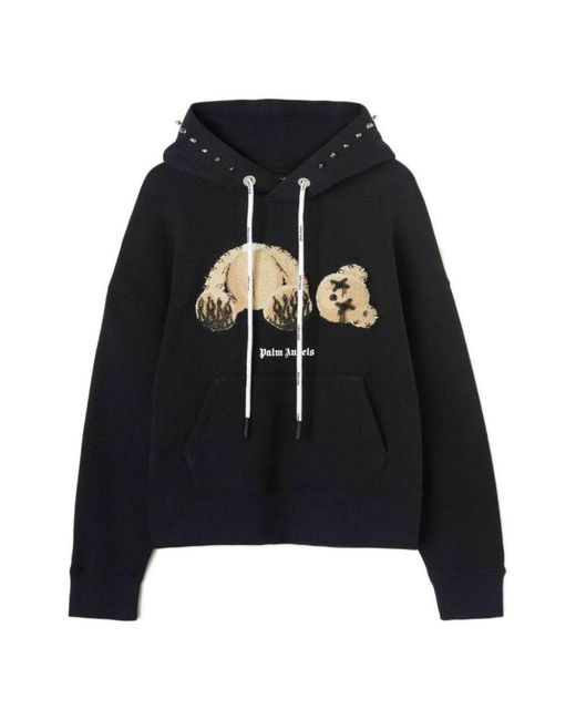 Palm Angels Black Fw22 Punk Bear Hoodie for men