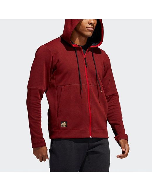 Adidas Red Cny Cu Hoodie Basketball Sports Hooded Jacket for men