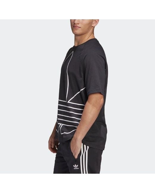 Adidas Black Originals Large Logo Printing Loose Running Sports Round Neck Short Sleeve for men