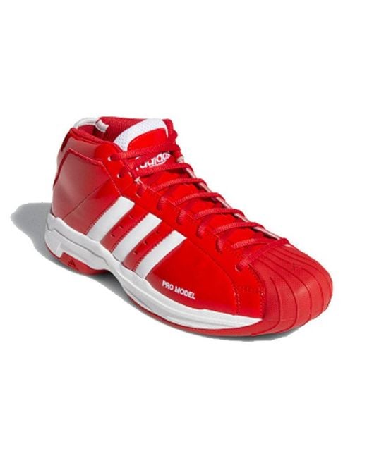 Adidas Pro Model Red & White Stripes Shell Toe High Top Sneakers Size 5-1/2  | eBay