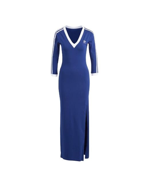 Adidas Blue (Wmns) Originals Adicolor Colro Claic 3-Maxi Srtipe Dress