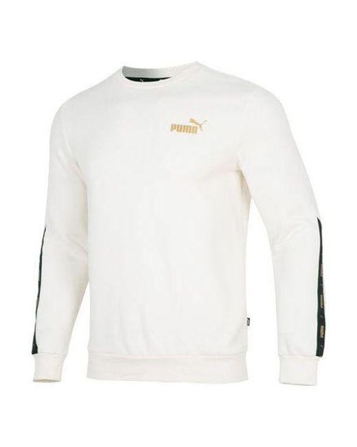 PUMA White Ess Metallic Logo Sweater for men