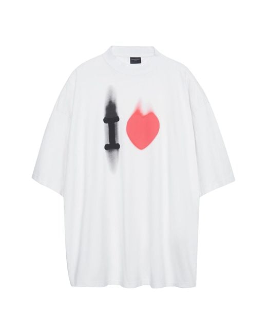 Balenciaga White I Love T-Shirt Large Fit