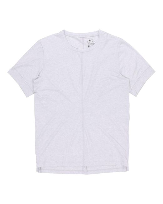 Nike White Yoga Dri-Fit Sports Quick Dry Short Sleeve Smoke for men