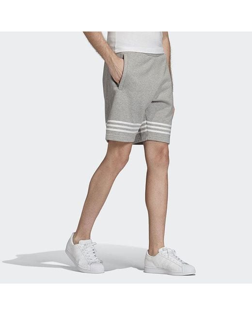 Adidas Gray Originals Logo Stripe Casual Sports Shorts for men