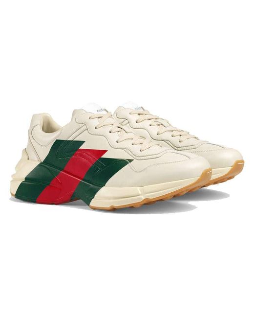 Gucci White Rhython Leather Sneaker 'logo' for men