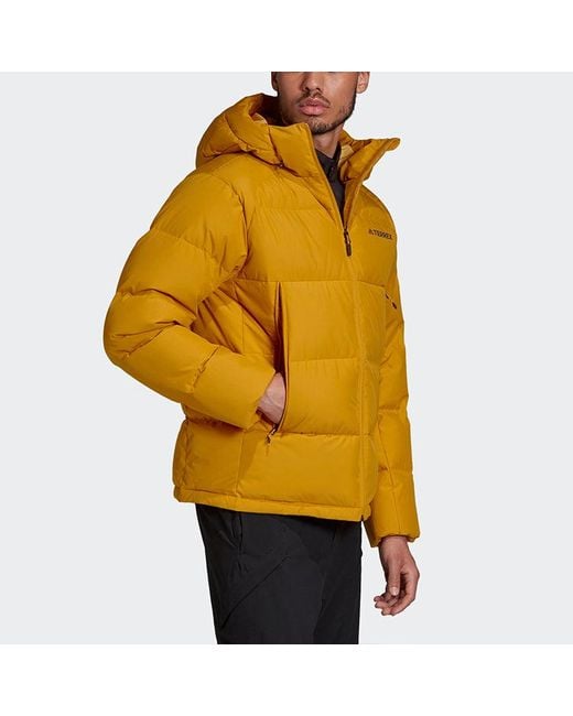 Adidas Yellow Xplr Puff Dwn J Outdoor Sports Down Jacket for men