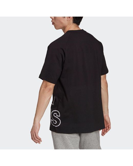 Adidas Black U Big Logo T Printing Round-Neck