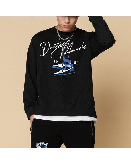 Nike Black Casual Round Neck Pullover Printing Long Sleeves T-Shirt for men