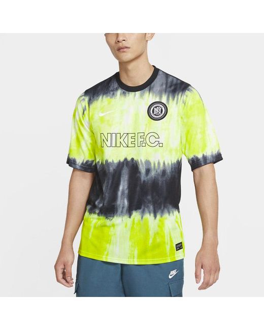 Nike Yellow Training Sports Jersey Round Neck Loose Short Sleeve for men