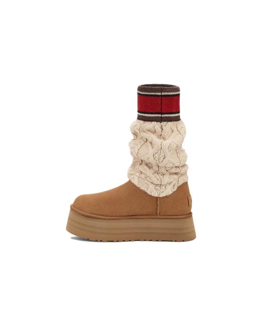 UGG Classic Sweater Letter Boot in Brown | Lyst