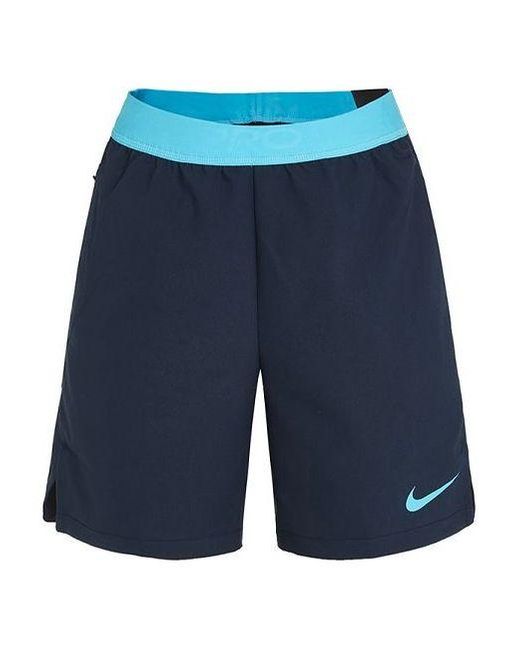 Nike Blue Pro Flex Logo Pattern Casual Sports Shorts Dark for men