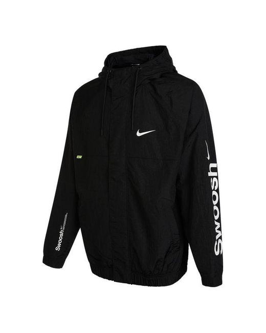 Nike Black Alphabet Logo Printing Woven Hooded Jacket Autumn for men