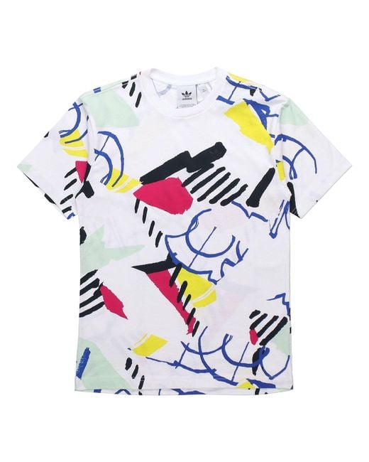 Adidas Blue Originals Cozy Sports Printing Round Neck Short Sleeve for men