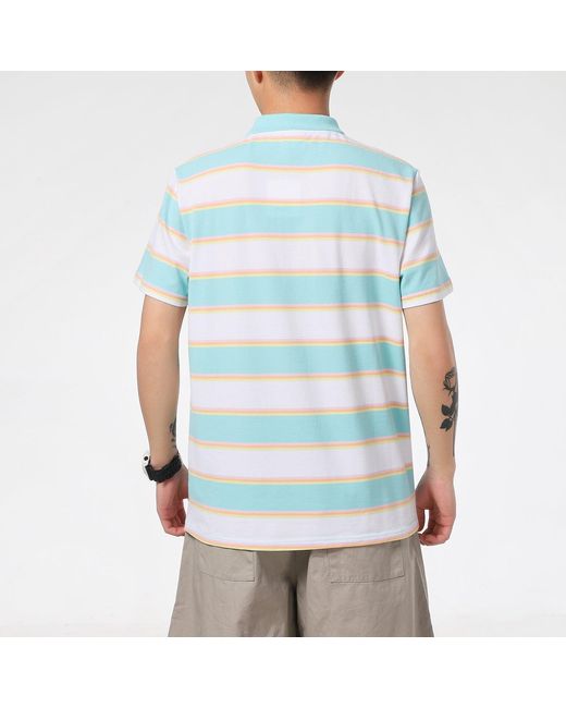 PUMA Blue Downtown Stripe Polo Tee Shirt for men