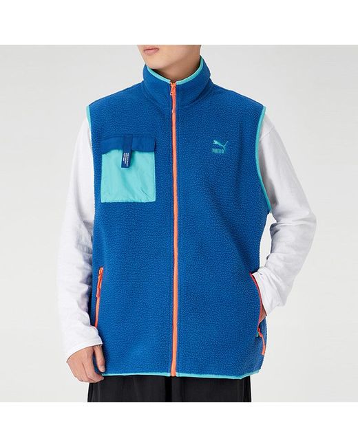 PUMA Blue Xtg Trail Fleece Full Zip Pocket Vest for men