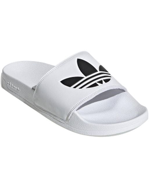 Adidas White Adilette Lite Slides 'Trefoil Logo for men
