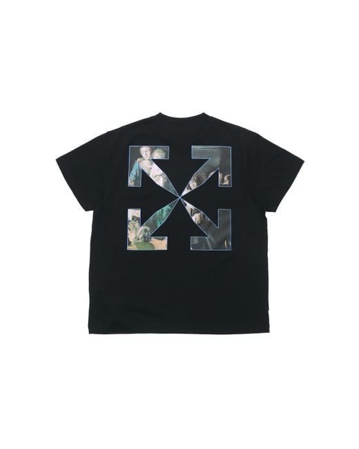Off-White c/o Virgil Abloh Black Caravaggio Painting Pattern Solid Color Short Sleeve Loose Fit for men