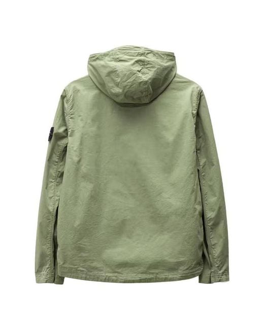 Stone Island Green Supima Cotton Twill Stretch Hooded Jacket 'Sage' for men