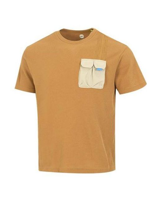 Adidas Natural Neo Contrasting Colors Pocket Athleisure Casual Sports Round Neck Short Sleeve Wheat T-Shirt for men