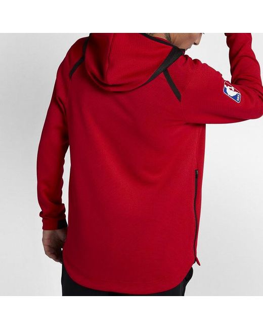 Nike Red Player Edition Houston Rockets Solid Color Zipper Hooded Jacket for men
