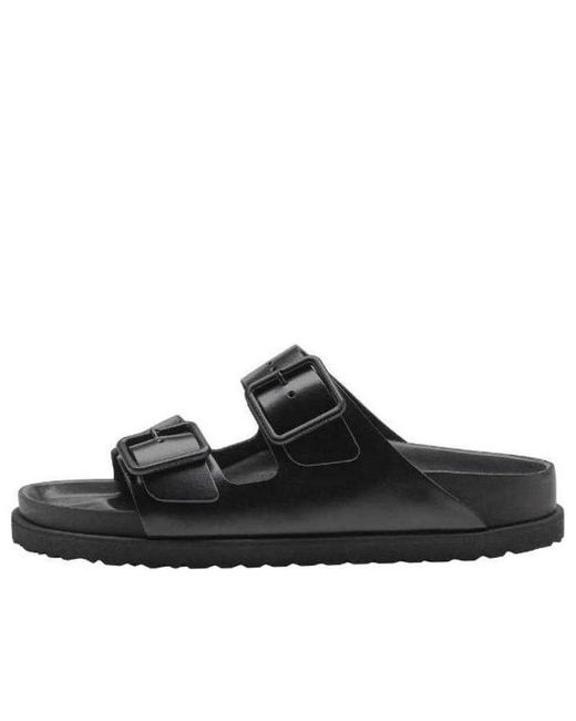 Birkenstock Black Arizona Double-buckle Slip-on Leather Sandals for men