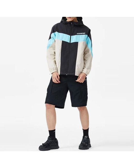 Li-ning Black Logo Color Block Full Zip Hooded Jacket Oatmeal' for men