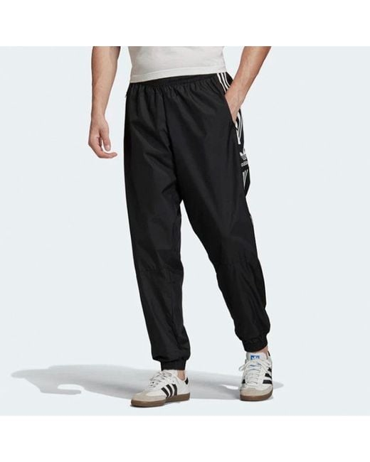 Adidas Black Originals Lock Up Track Pants Classic Stripe Sports Long Pants for men