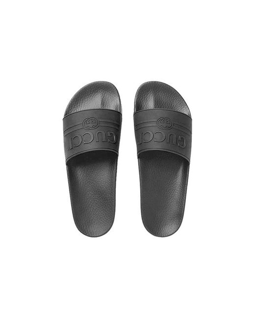 Gucci Black Logo Rubber Slide for men