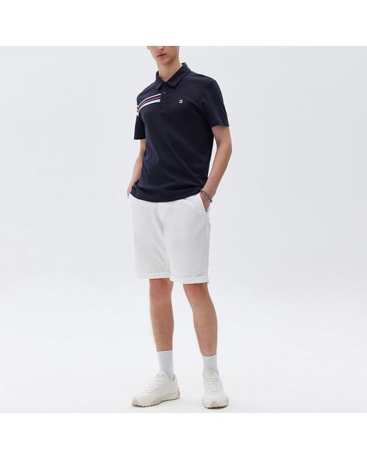 Fila Blue Contrast Colors Stripessport Casual Short Sleeve Poloshirt S for men